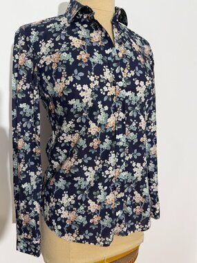 Simons Liberty Fabric Floral Print Long Sleeve Button Shirt